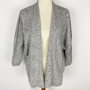 Ann Taylor Loft Gray Silver Marled Knit Open Cardigan Sweater Women‎ XS New